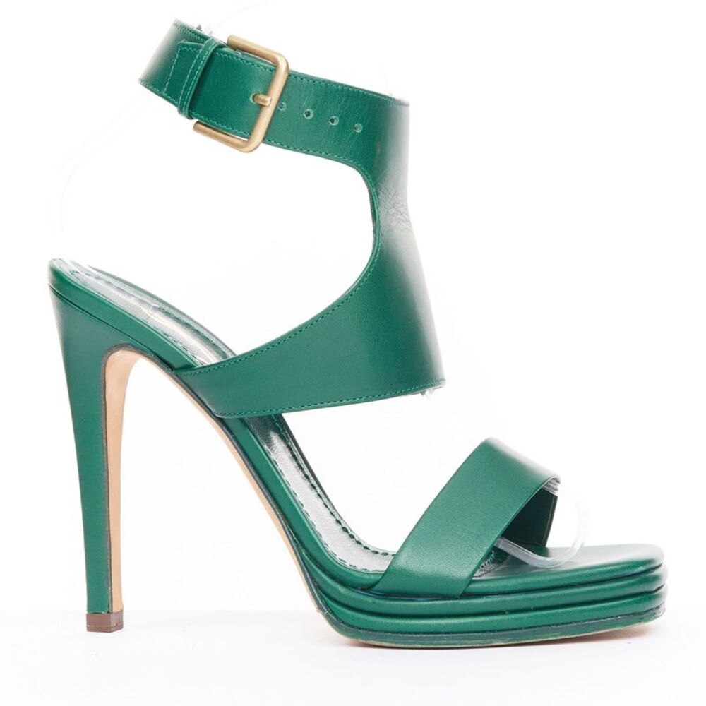 Yves Saint Laurent 2011 Tribute Green Leather Sandals